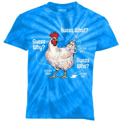 Funny Animal Farm Cute Gift Guess What Chicken Butt White Design Gift Kids Tie-Dye T-Shirt