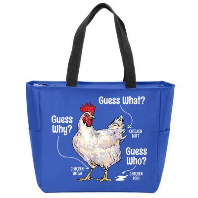 Funny Animal Farm Cute Gift Guess What Chicken Butt White Design Gift Zip Tote Bag