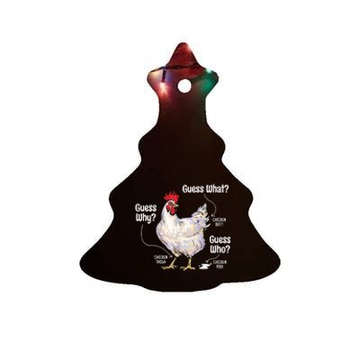 Funny Animal Farm Cute Gift Guess What Chicken Butt White Design Gift Ceramic Tree Ornament