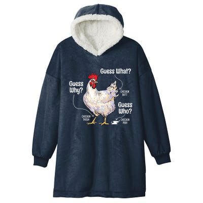 Funny Animal Farm Cute Gift Guess What Chicken Butt White Design Gift Hooded Wearable Blanket