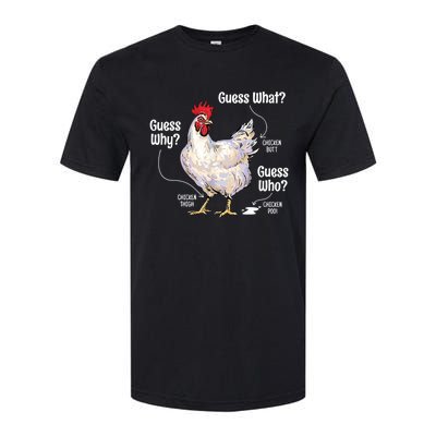 Funny Animal Farm Cute Gift Guess What Chicken Butt White Design Gift Softstyle CVC T-Shirt