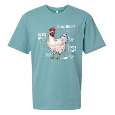 Funny Animal Farm Cute Gift Guess What Chicken Butt White Design Gift Sueded Cloud Jersey T-Shirt