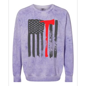 Fire American Flag Great Gift Thin Red Line Firefighter Gift Colorblast Crewneck Sweatshirt