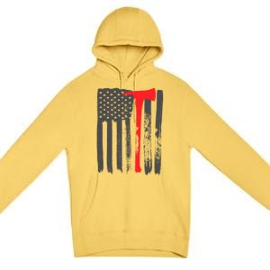 Fire American Flag Great Gift Thin Red Line Firefighter Gift Premium Pullover Hoodie