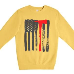 Fire American Flag Great Gift Thin Red Line Firefighter Gift Premium Crewneck Sweatshirt