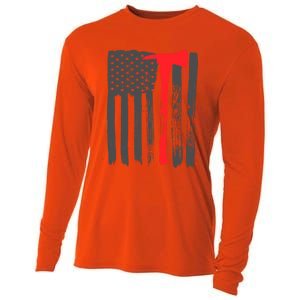 Fire American Flag Great Gift Thin Red Line Firefighter Gift Cooling Performance Long Sleeve Crew