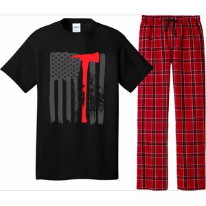 Fire American Flag Great Gift Thin Red Line Firefighter Gift Pajama Set