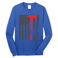 Fire American Flag Great Gift Thin Red Line Firefighter Gift Long Sleeve Shirt