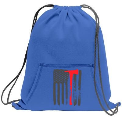 Fire American Flag Great Gift Thin Red Line Firefighter Gift Sweatshirt Cinch Pack Bag