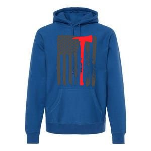 Fire American Flag Great Gift Thin Red Line Firefighter Gift Premium Hoodie