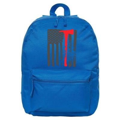 Fire American Flag Great Gift Thin Red Line Firefighter Gift 16 in Basic Backpack