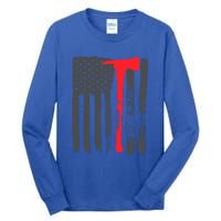 Fire American Flag Great Gift Thin Red Line Firefighter Gift Tall Long Sleeve T-Shirt