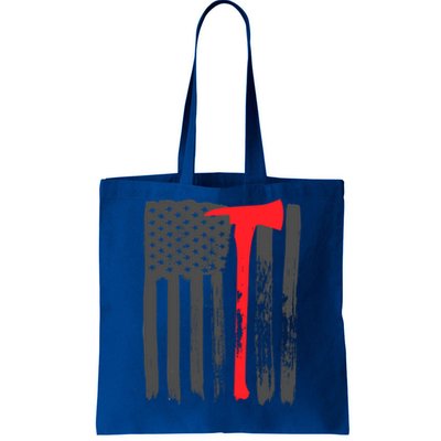 Fire American Flag Great Gift Thin Red Line Firefighter Gift Tote Bag