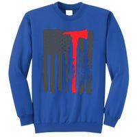 Fire American Flag Great Gift Thin Red Line Firefighter Gift Tall Sweatshirt