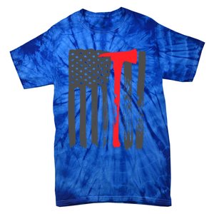 Fire American Flag Great Gift Thin Red Line Firefighter Gift Tie-Dye T-Shirt