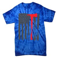 Fire American Flag Great Gift Thin Red Line Firefighter Gift Tie-Dye T-Shirt