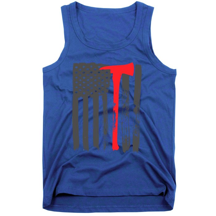 Fire American Flag Great Gift Thin Red Line Firefighter Gift Tank Top