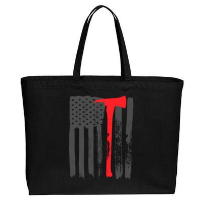 Fire American Flag Great Gift Thin Red Line Firefighter Gift Cotton Canvas Jumbo Tote