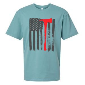 Fire American Flag Great Gift Thin Red Line Firefighter Gift Sueded Cloud Jersey T-Shirt