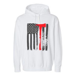 Fire American Flag Great Gift Thin Red Line Firefighter Gift Garment-Dyed Fleece Hoodie