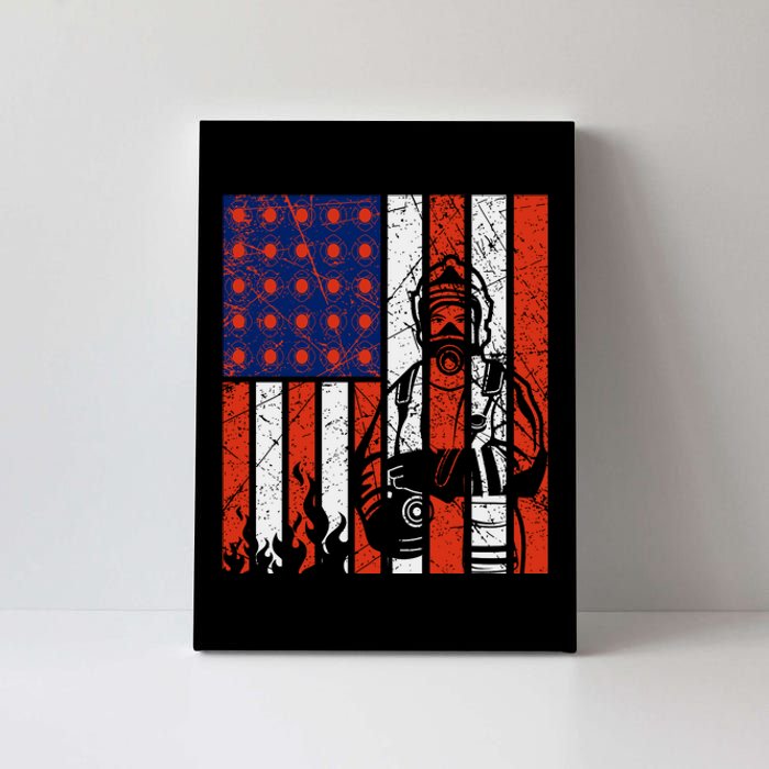 Firefighter American Flag Canvas