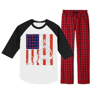 Firefighter American Flag Raglan Sleeve Pajama Set