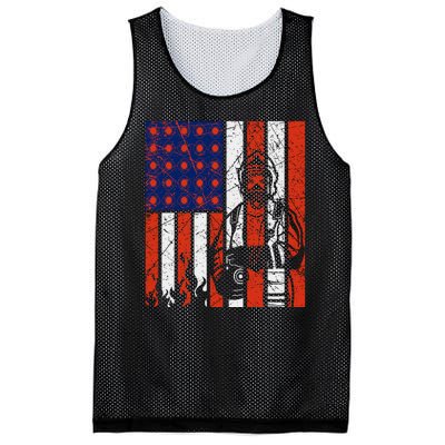 Firefighter American Flag Mesh Reversible Basketball Jersey Tank