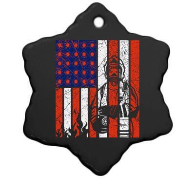 Firefighter American Flag Ceramic Star Ornament