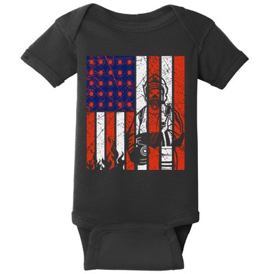 Firefighter American Flag Baby Bodysuit