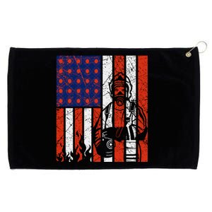 Firefighter American Flag Grommeted Golf Towel