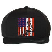 Firefighter American Flag Wool Snapback Cap