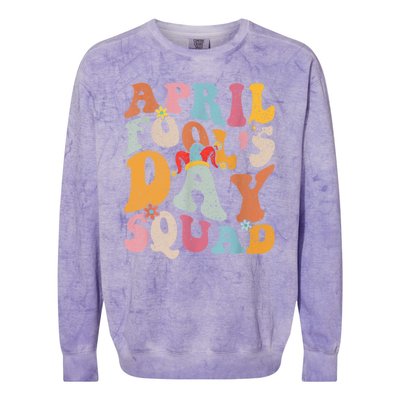 Funny April Fools Day Squad Pranks April Fool's Day Groovy Colorblast Crewneck Sweatshirt