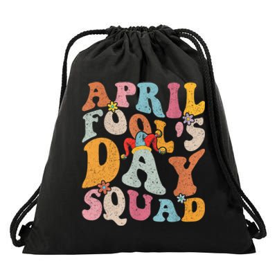 Funny April Fools Day Squad Pranks April Fool's Day Groovy Drawstring Bag