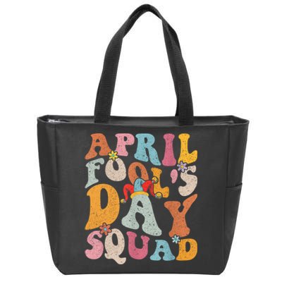 Funny April Fools Day Squad Pranks April Fool's Day Groovy Zip Tote Bag