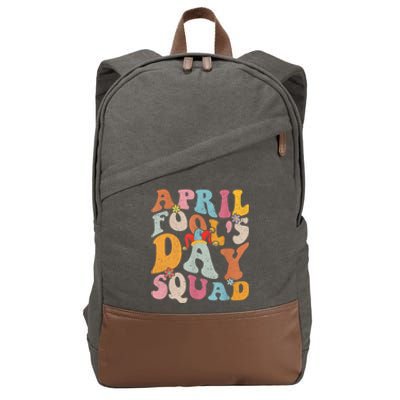 Funny April Fools Day Squad Pranks April Fool's Day Groovy Cotton Canvas Backpack