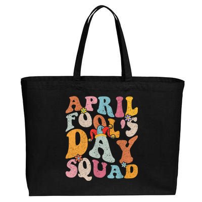 Funny April Fools Day Squad Pranks April Fool's Day Groovy Cotton Canvas Jumbo Tote