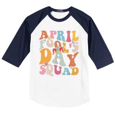 Funny April Fools Day Squad Pranks April Fool's Day Groovy Baseball Sleeve Shirt