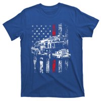 Fire American Flag Gift Thin Red Line Firefighter Gift T-Shirt