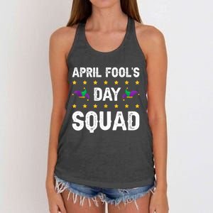 April Fool`s Day Squad Birthday Fools Day Pranks Women's Knotted Racerback Tank