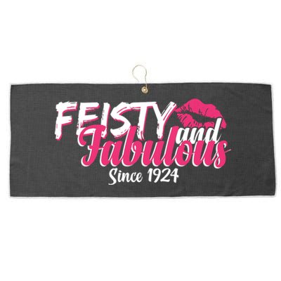 Feisty And Fabulous Since 1924 100th Birthday Large Microfiber Waffle Golf Towel