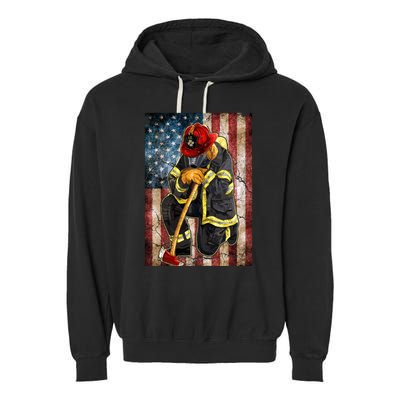 Firefighter American Flag Garment-Dyed Fleece Hoodie
