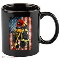 Firefighter American Flag 11oz C Handle Ceramic Mug