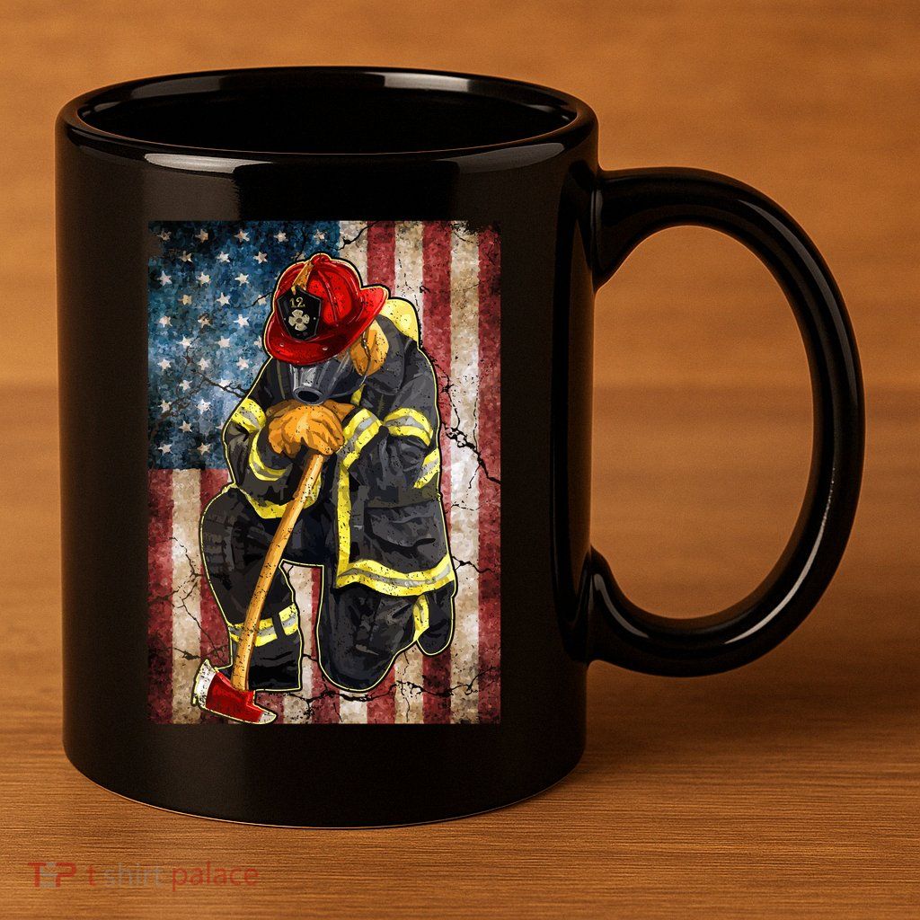 Firefighter American Flag 11oz C Handle Ceramic Mug
