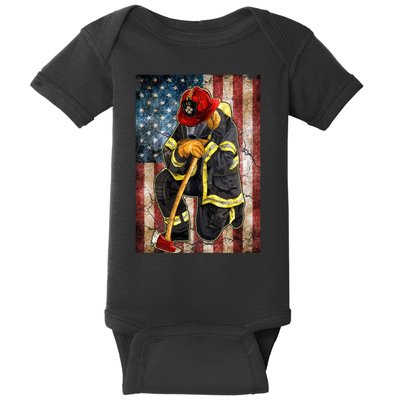Firefighter American Flag Baby Bodysuit