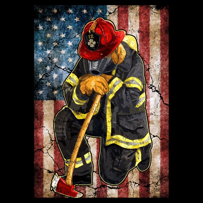 Firefighter American Flag Wool Snapback Cap