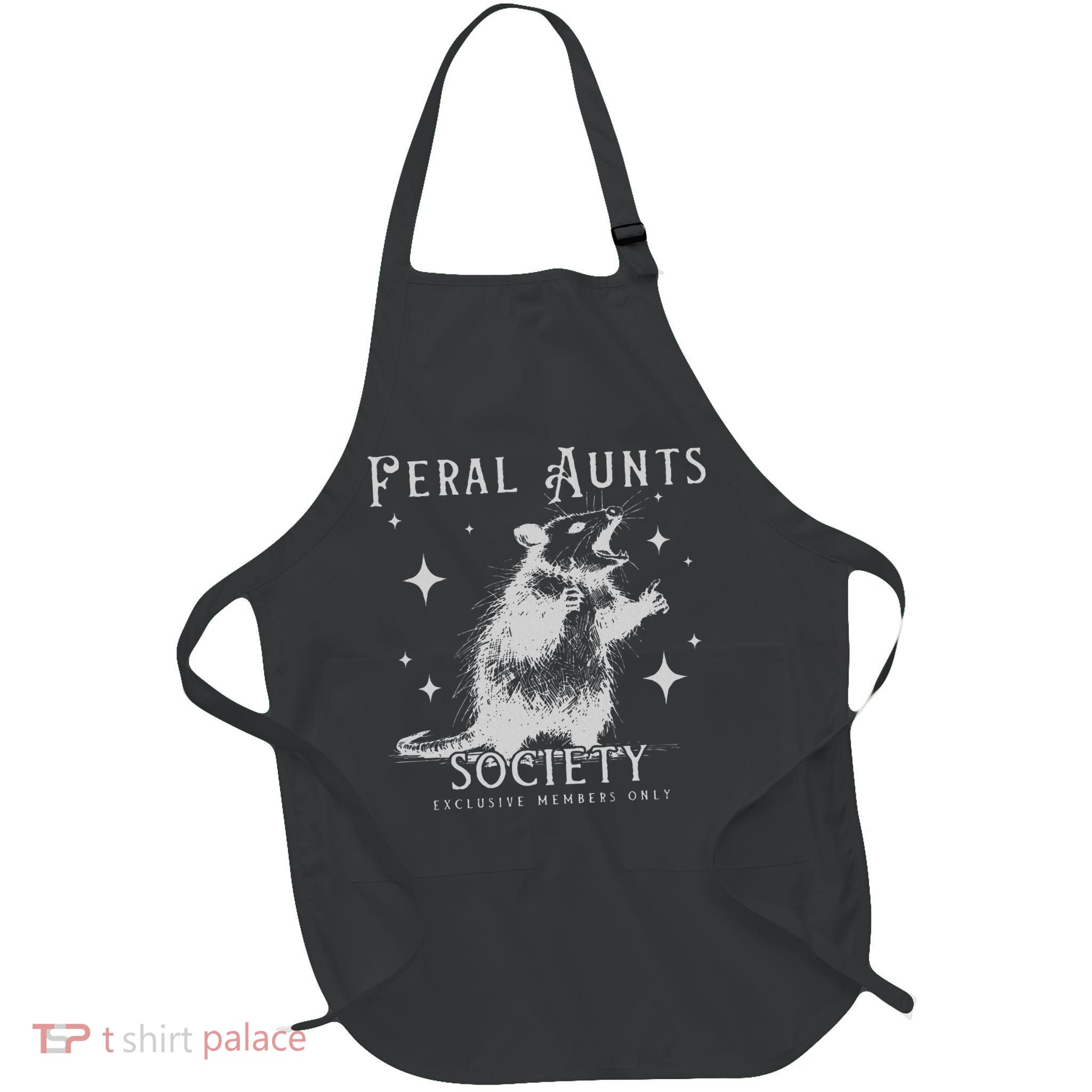 Funny Auntie Feral Aunts Build Character Raccoon Lover Full-Length Apron With Pockets