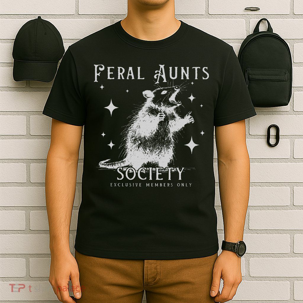 Funny Auntie Feral Aunts Build Character Raccoon Lover T-Shirt