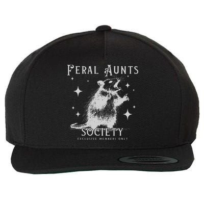 Funny Auntie Feral Aunts Build Character Raccoon Lover Wool Snapback Cap