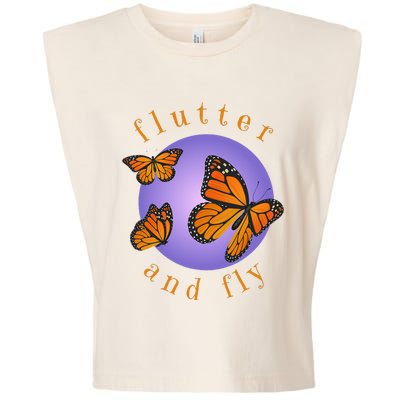 Flutter And Fly Apparel Monarch Butterflies On Glowing Moon Garment-Dyed Women's Muscle Tee