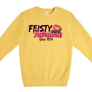 Feisty And Fabulous Since 1934 90th Birthday Premium Crewneck Sweatshirt